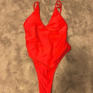 Red Thong One Piece swimsuit//NEVER WORE